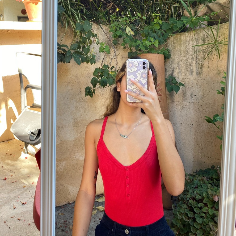 Red Tank Top Bodysuit